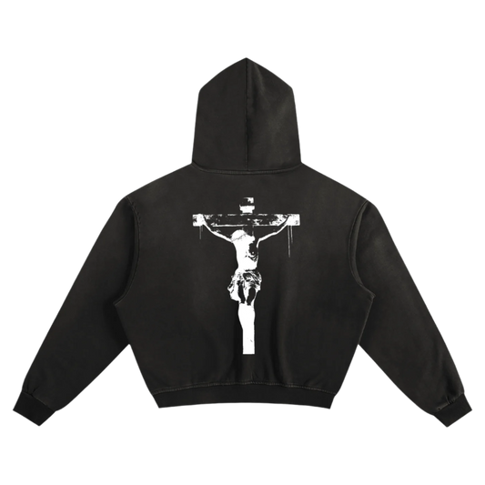 "BLED FOR ME" Black Boxy Fit Hoodie